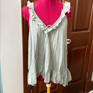 American Eagle  tank top  V neck front&back  cotton poly  sage green size M NWOT